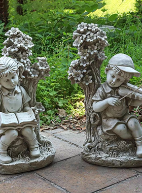 励志男女孩摆件得很古做旧树脂工艺品家居饰品橱窗电视柜书架摆设