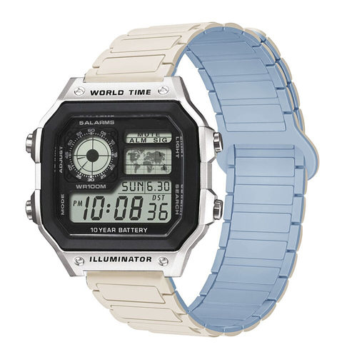 适用CASIO卡西欧复古小方块AE-1200WHD表带男女款高级感简约磁吸