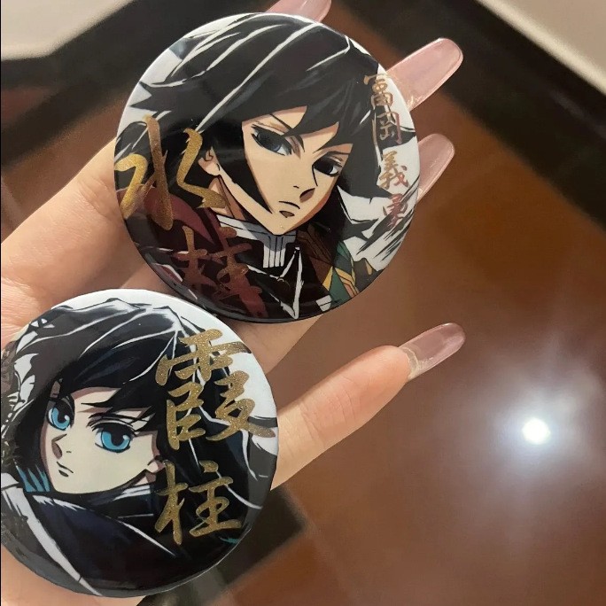 鬼灭之刃周边徽章富冈义勇时透无一郎金字绝美圆形吧唧高颜值自制