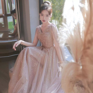 艺考晚礼服女宴会气质轻奢小众高端大气主持人流苏演出服裙高级感