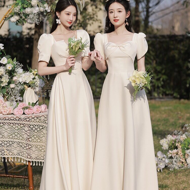 伴娘服香槟色2026新款仙气修身小众姐妹团服毕业学生礼服裙女夏季