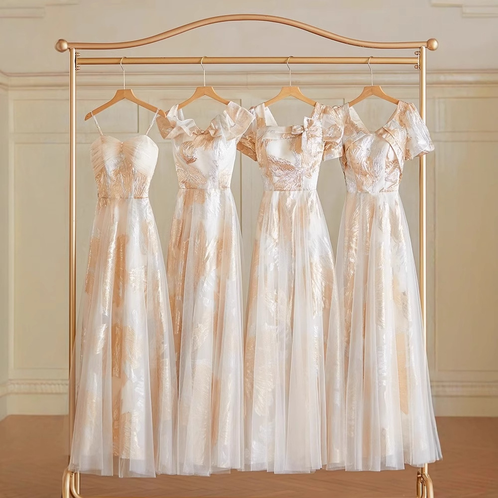 香槟色伴娘服女2025新款春秋法式晚礼服裙仙气姐妹团高级小众长款