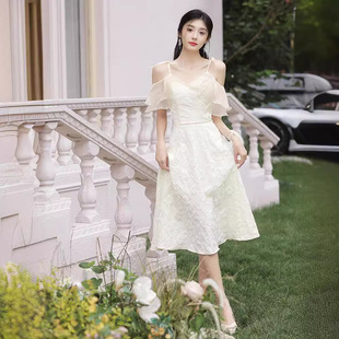 香槟色伴娘服2026新款仙气中长款姐妹团婚礼平时可穿礼服裙女夏季