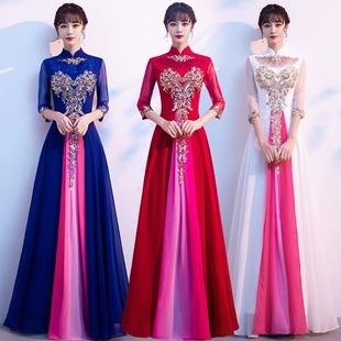中国风大合唱服长裙2025新款合唱团礼服女礼仪演出服表演服装优雅