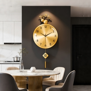 轻奢黄铜钟表挂墙2026新款 家用简约现代大气 静音创意客厅挂钟时尚