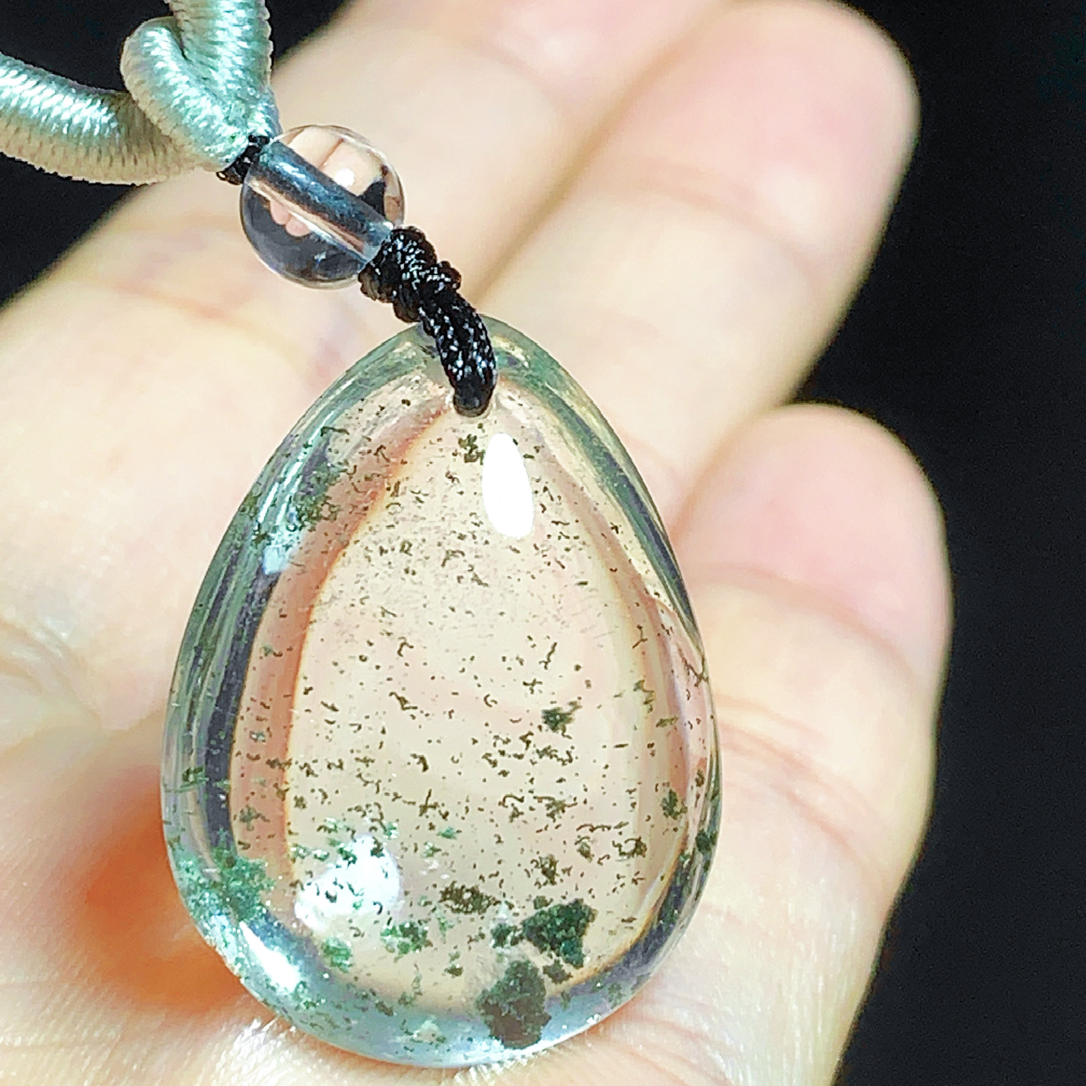 东海水晶天然绿幽灵吊坠男女款项链简约时尚百搭吊坠节日礼物挂坠