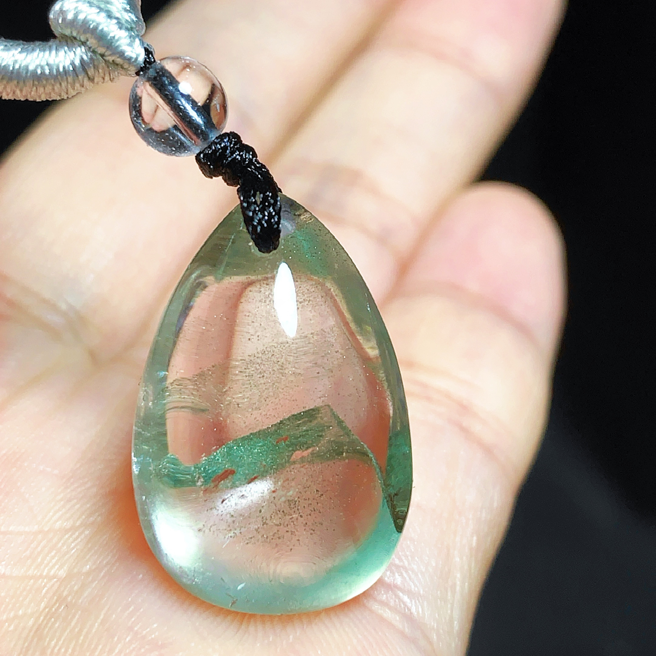 东海水晶天然绿幽灵吊坠男女款项链简约时尚百搭吊坠节日礼物挂坠