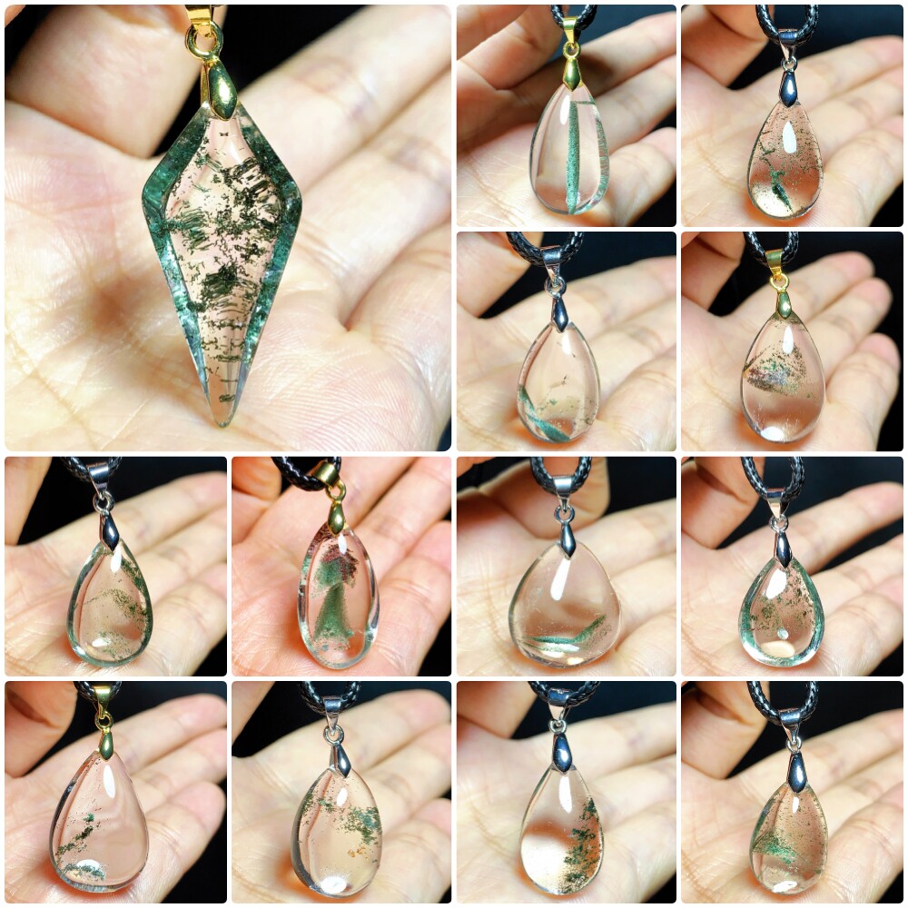 东海水晶绿幽灵小吊坠女款项链