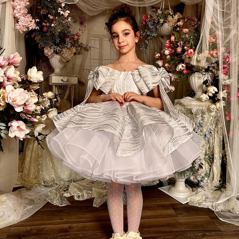 Princess dress儿童礼服一字肩中小童蓬蓬纱女童公主裙子跨境