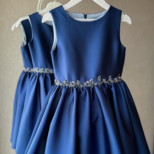 Kids Dress周岁礼服女宝宝中小童欧美蓬蓬裙生日蓝色儿童公主裙子