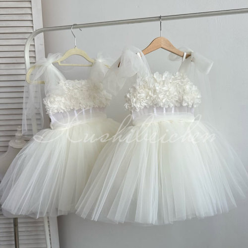 Princess Dress白色公主裙立体花朵2025新款儿童一周岁礼服女宝宝