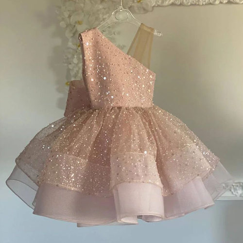 princess dress儿童礼服无袖蓬蓬亮片裙蝴蝶结女童公主裙跨境