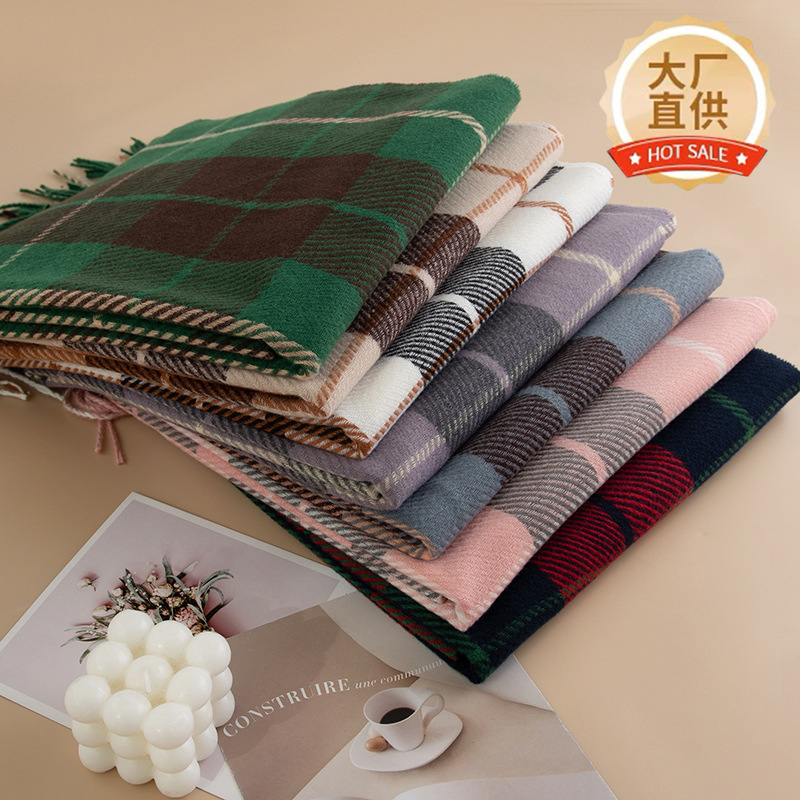 2025新款格子围巾女秋冬季复古加厚英伦风披肩氛围保暖围脖