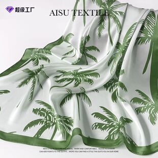 度假风波西米亚丝巾70缎面方巾百搭旅游海边小领巾围腰包头女丝巾