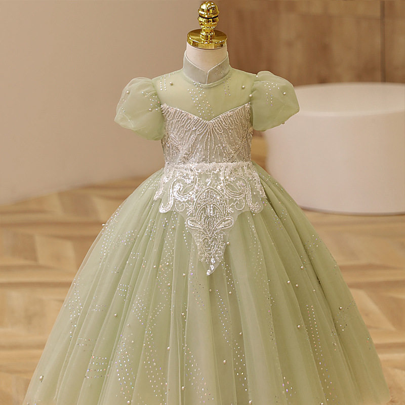 儿童晚礼服公主裙花童婚礼小女孩蓬蓬纱女童钢琴小主持人演出服春