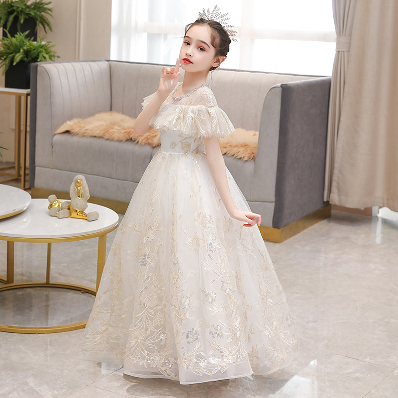 儿童礼服公主裙婚礼走秀女童婚纱蓬蓬纱洋气花童钢琴表演女童礼服
