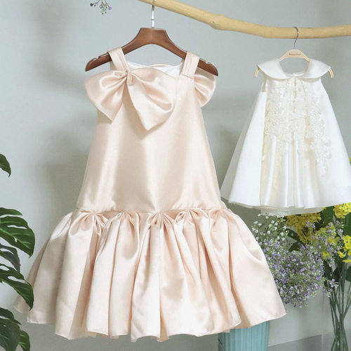 2026款跨境女童公主裙小花童缎面连衣裙一周岁生日宴会Girl dress