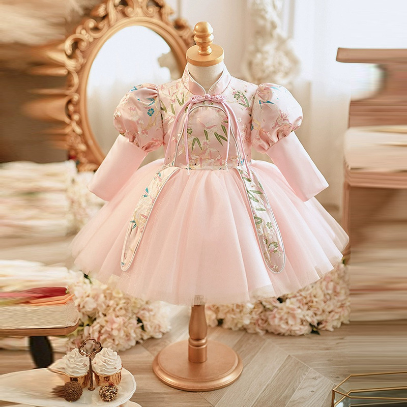 女宝宝生日宴公主裙夏季旗袍女童一周岁抓周礼服花童唐装