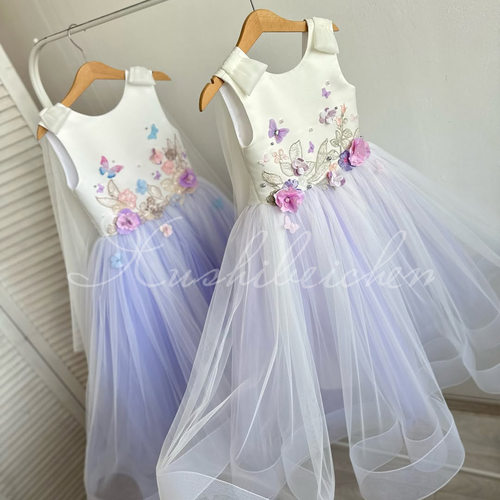儿童礼服2026新款中小童无袖缎面网纱花朵公主裙Children's Dress