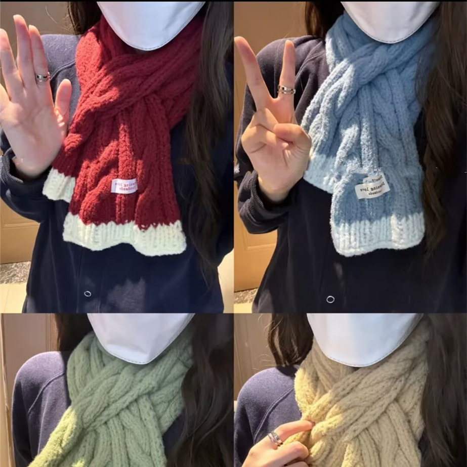 手工棒针韩版大麻花拼色围脖麻花围巾牛奶慕斯云朵特色材料