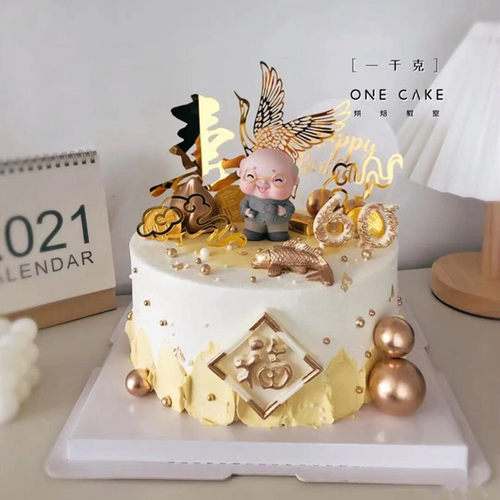 祝寿爷爷奶奶仙鹤祥云生日蛋糕