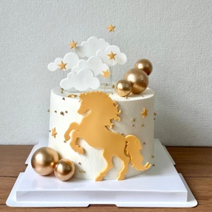 网红马到成功蛋糕装饰翻糖切模男士爸爸老板生肖马生日蛋糕压模