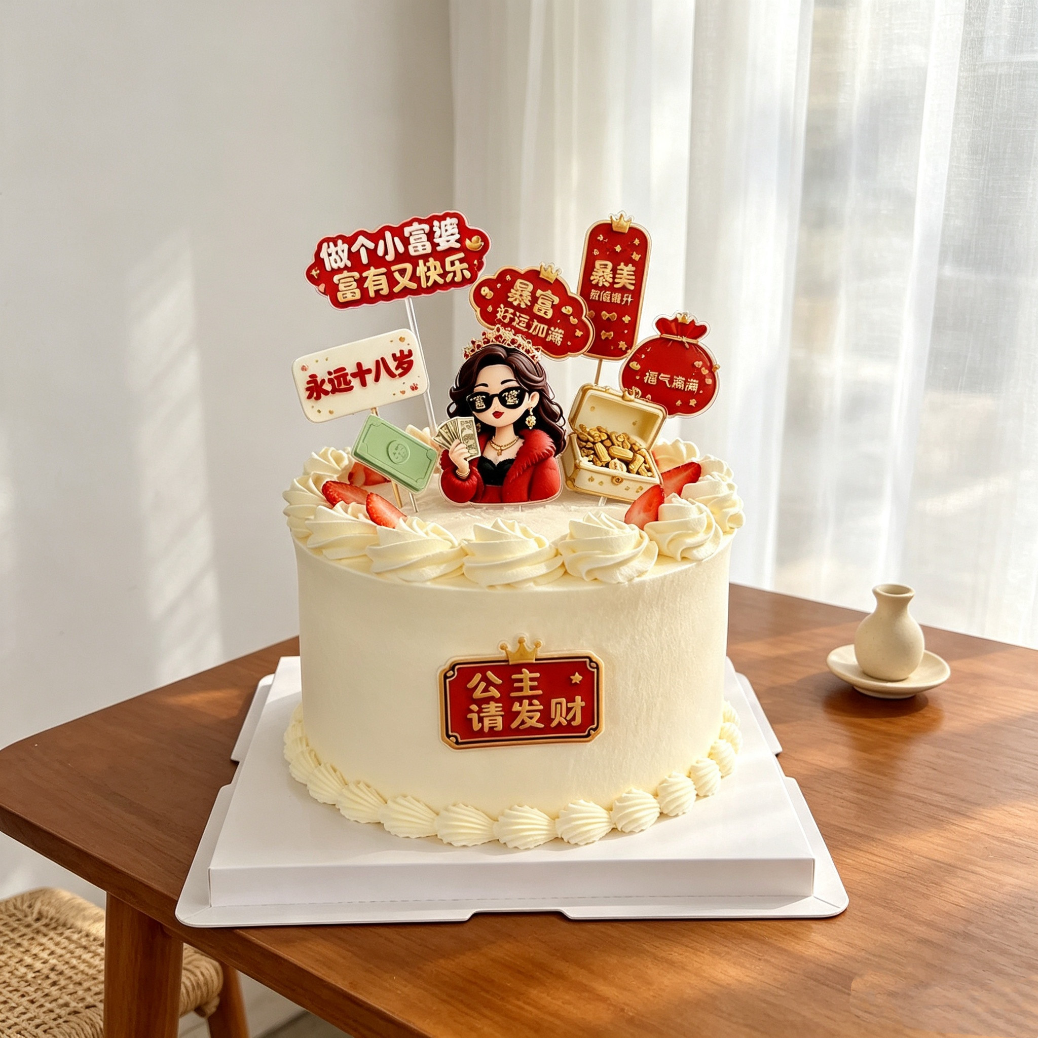 网红富婆蛋糕装饰摆件