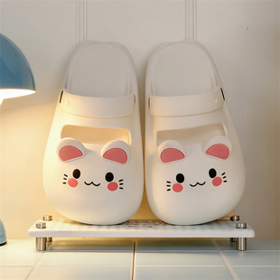 防滑厚底休闲防撞沙滩洞洞鞋 女 软萌小老鼠夏百搭玛丽珍包头凉拖鞋