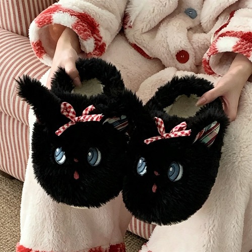 细细条可爱精灵小猫居家毛毛鞋