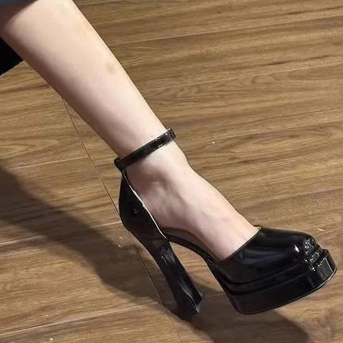 大码法式玛丽珍高跟鞋婚鞋防水台性感超高跟芭比鞋小个子半包头女