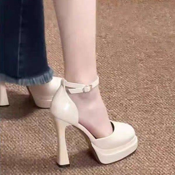 法式玛丽珍高跟鞋婚鞋防水台性感超高跟芭比鞋小个子半包头凉鞋女,女鞋,浅口单鞋,淘宝优惠券,粉丝福利购,淘宝优惠卷