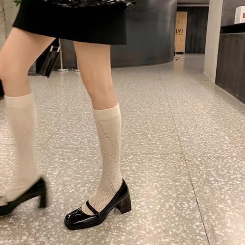 其他玛丽珍复古粗跟扣带