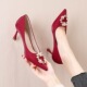 婚鞋 红色细跟婚纱结婚敬酒红秀禾 平时可穿高跟鞋 新娘鞋 2024年新款