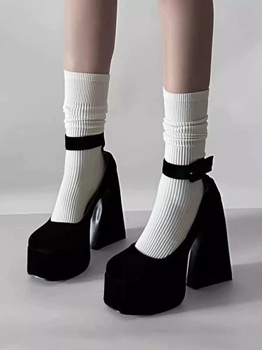 其他防水台一字带粗跟增高