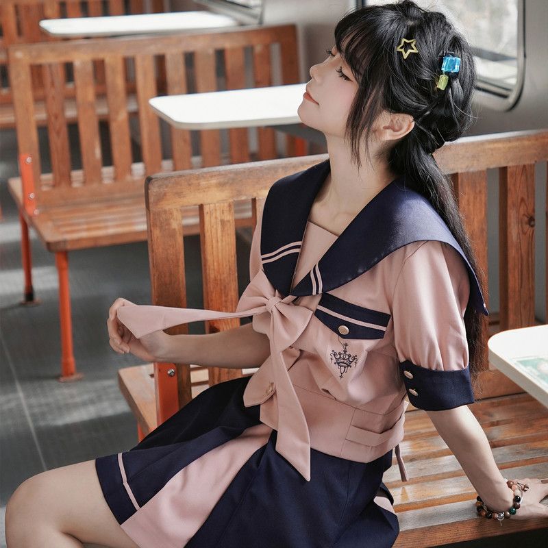 【木子酱JK】原创樱漫学院风水手服正版JK制服裙绀粉校供春秋新款