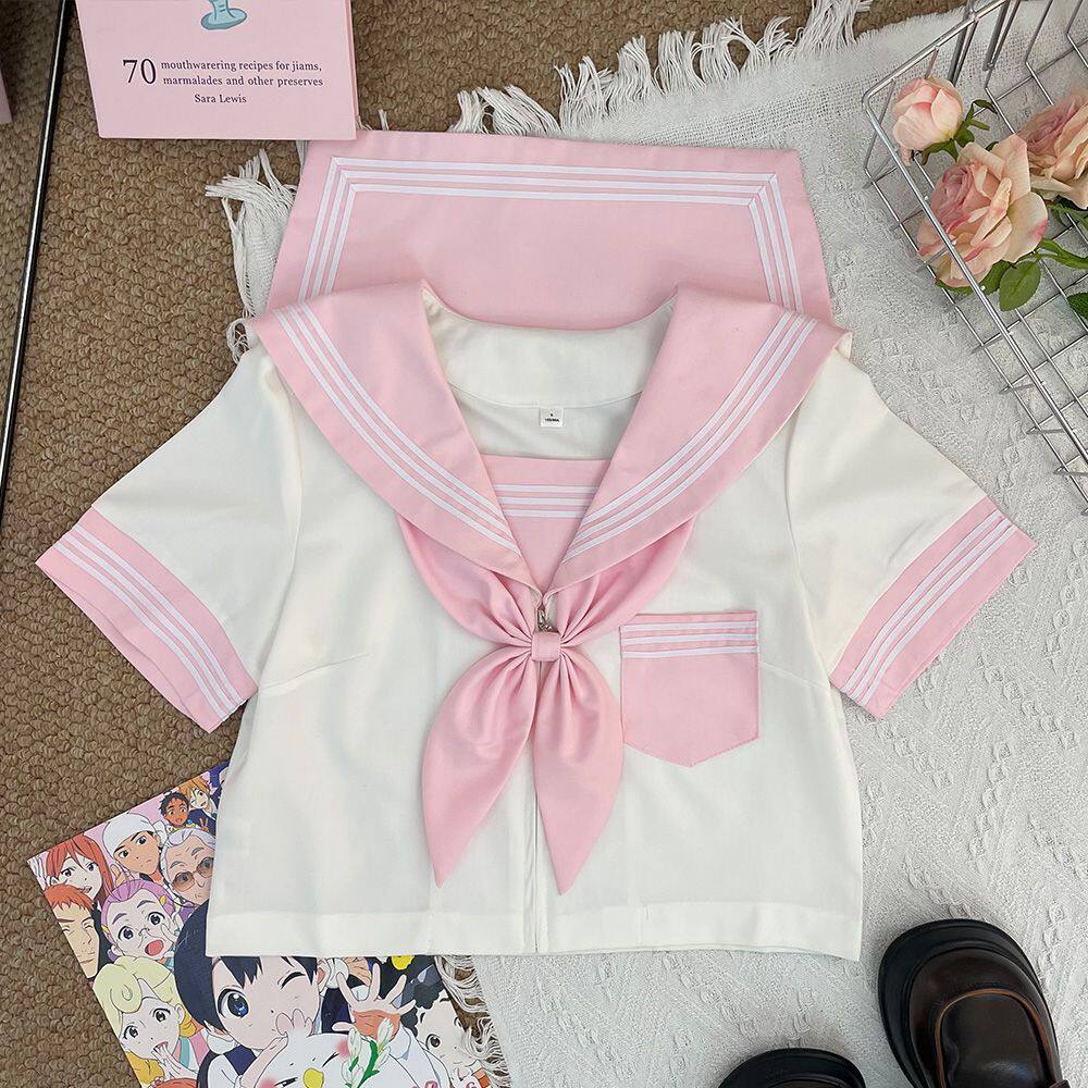 甜心屋新款jk制服樱花粉三本基础水手服可爱套装学生学院短袖校供