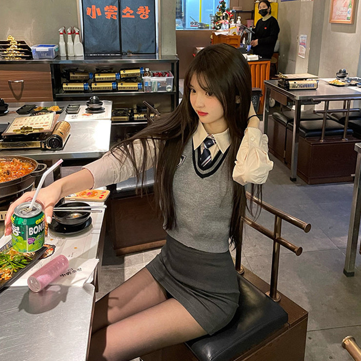 韩式jk制服韩国女高包臀裙显瘦套装女辣妹秋冬长袖学院风