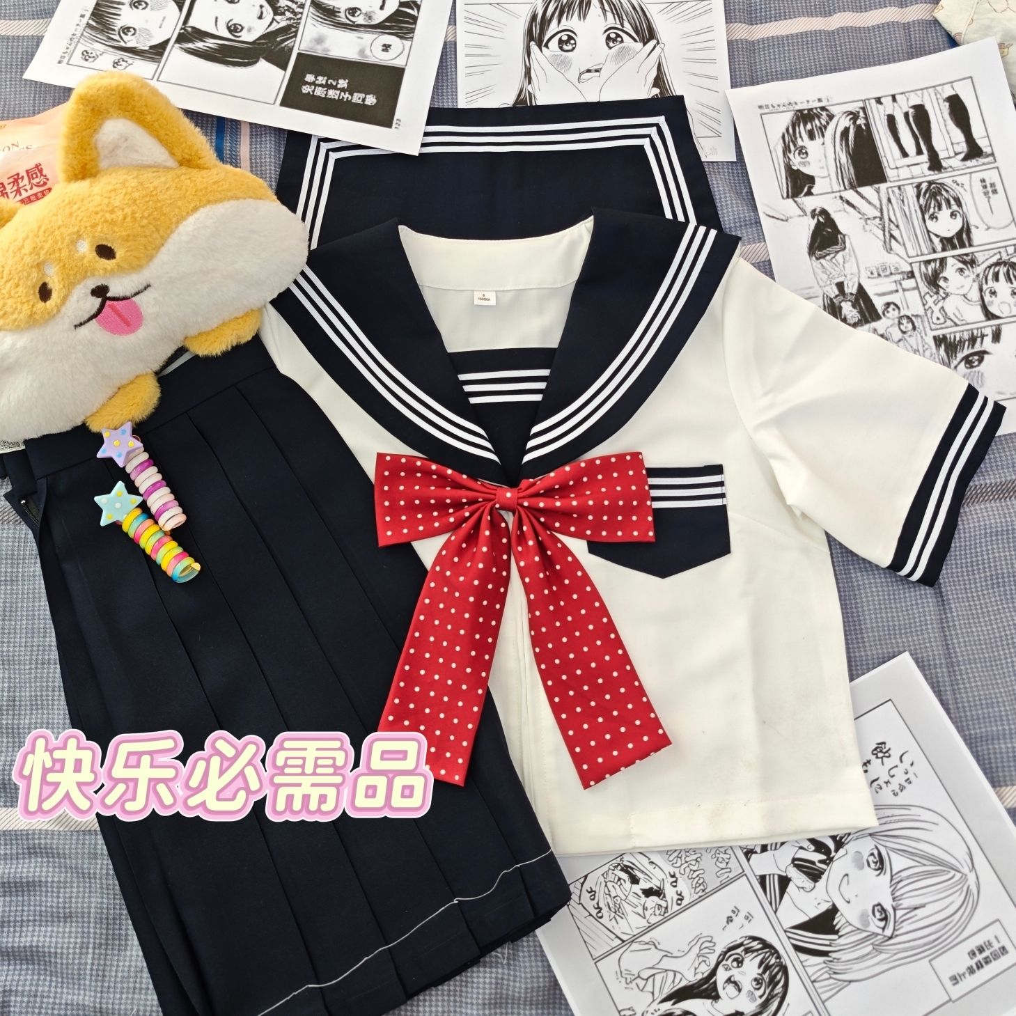 JK制服改良三本水手服衬衫短袖上衣学院夏季百褶新款半身裙套装