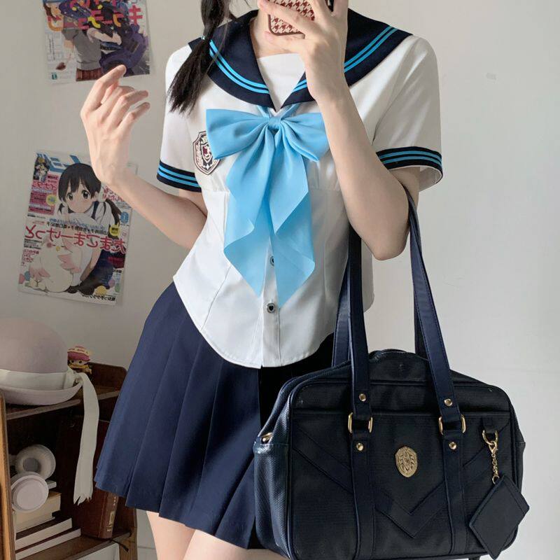【代月】jk制服日系学院风水手服短袖衬衫女春夏收腰学生校服套装