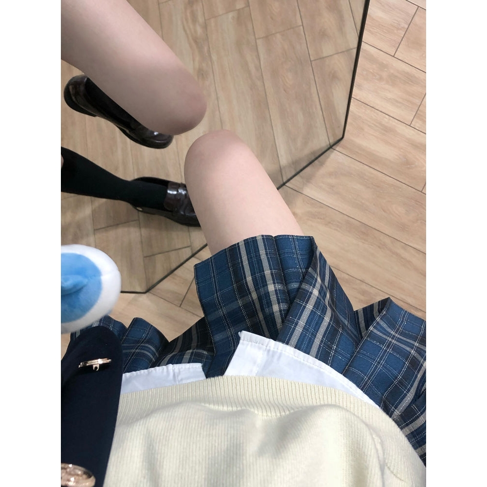 空栗鼠丸【蓝海】原创银线jk格裙正版学院风校供百褶裙jk衬衫套装