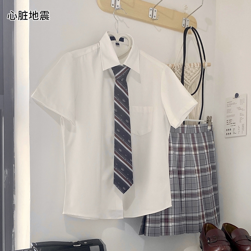 短袖白衬衫 心脏地震制服女简约基础款JK衬衣DK男士学生春夏长袖
