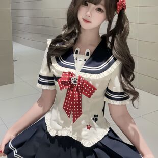 悠妮熊jk【悠妮幻境】原创水手服正品jk日系学院风百褶裙收腰制服