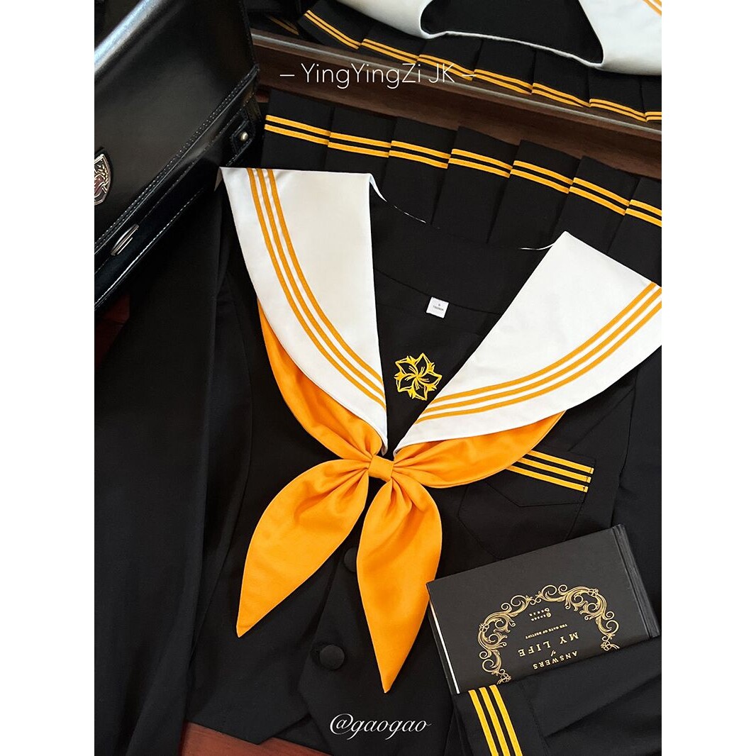 樱樱子jk制服原创水手服正版日系学院风学生校供感橘黄中间服套装