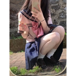 抚蝶女子夏季jk制服正版原创粉色学院风长袖短袖校供水手服学院风