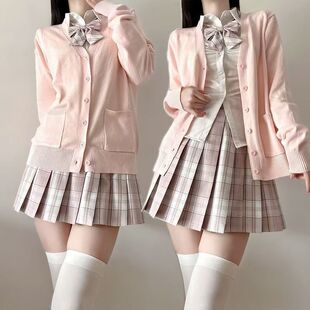 正版原创JK制服秋冬jk套装格裙长袖毛衣开衫学院风校软妹两件套