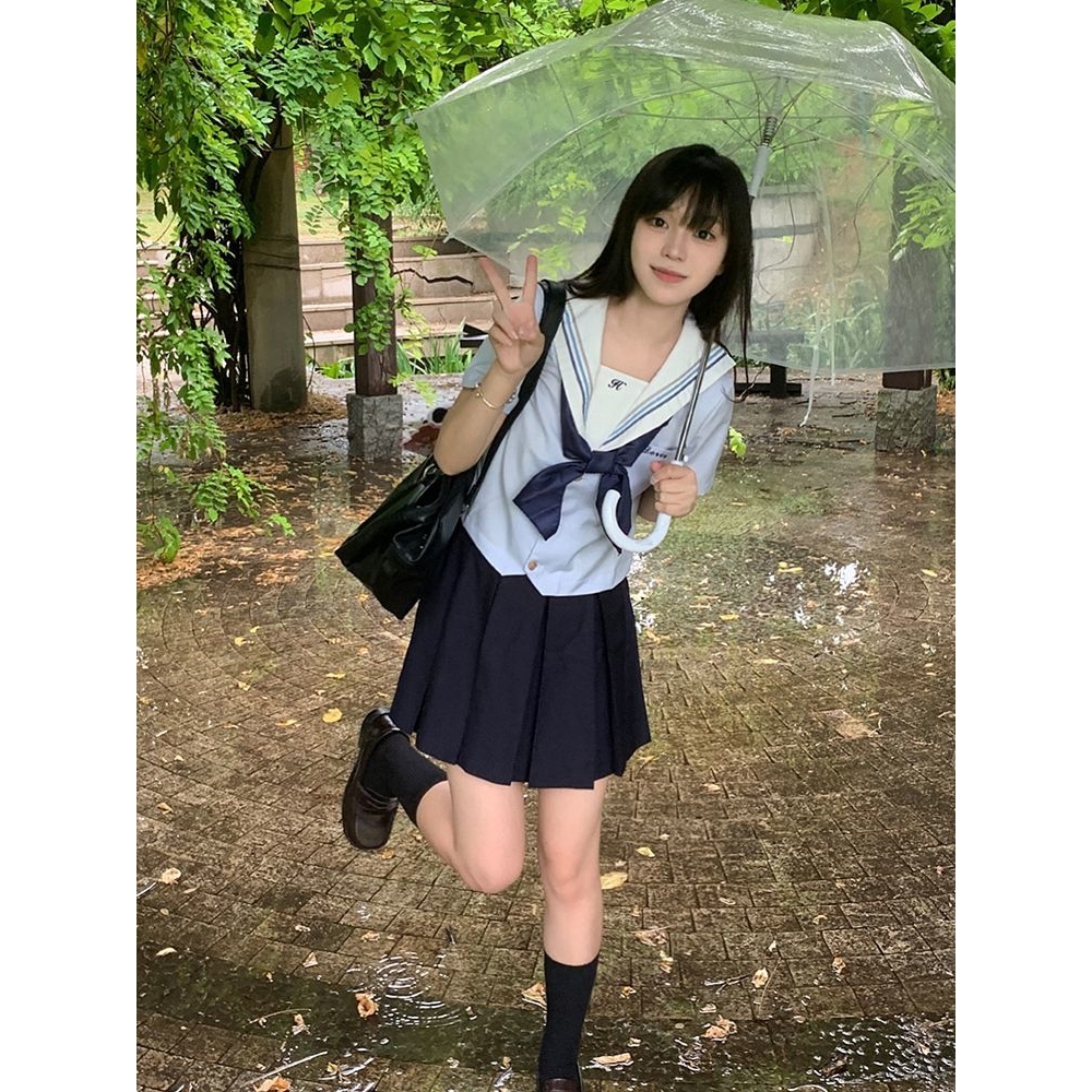 妖言兔兔【蓝】jk原创水手服水色日系学院风基础款校供制服套装女