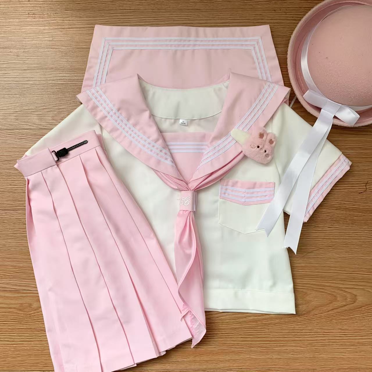 猫腻原创jk制服套装粉色水手服夏季软萌可爱少女学生学院风短袖