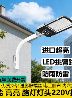 路灯LED户外挑臂灯防水防晒220V大功率道路小区庭院装电线水泥杆