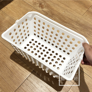NITORI宜得利 晾衣夹收纳篮小方篮子 白色收纳篮 手提收纳篮
