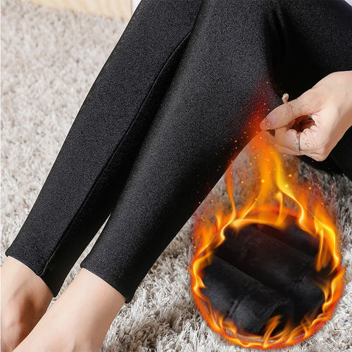 高腰长裤加绒加厚打底裤行依依